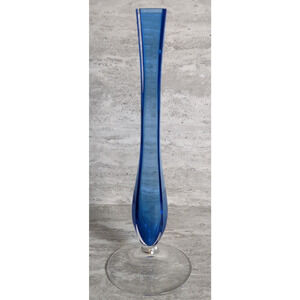 Val Saint Lambert light blue Transparent 9 inch Glass Vase 1970s